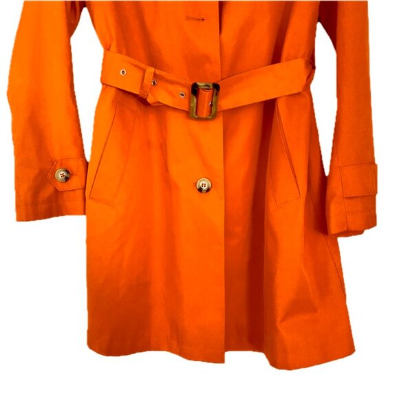 Ralph Lauren Black Label Mid-Length Belted Orange Trench Coat Womens Size M - Picture 8 of 11
